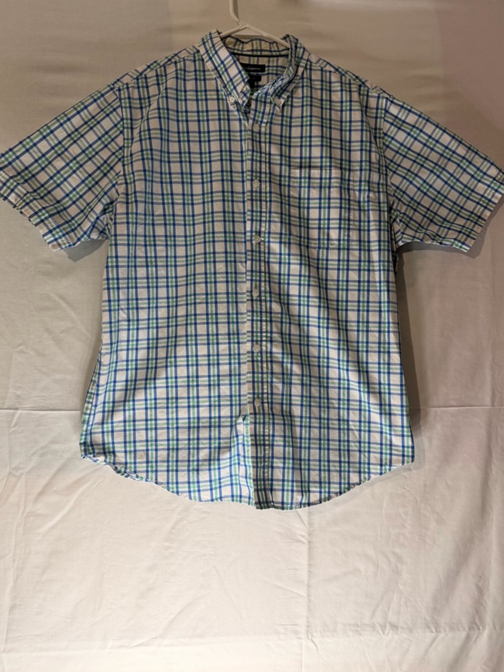 croft & barrow Blue and Green Plaid Short-Sleeve Button-Down Shirt